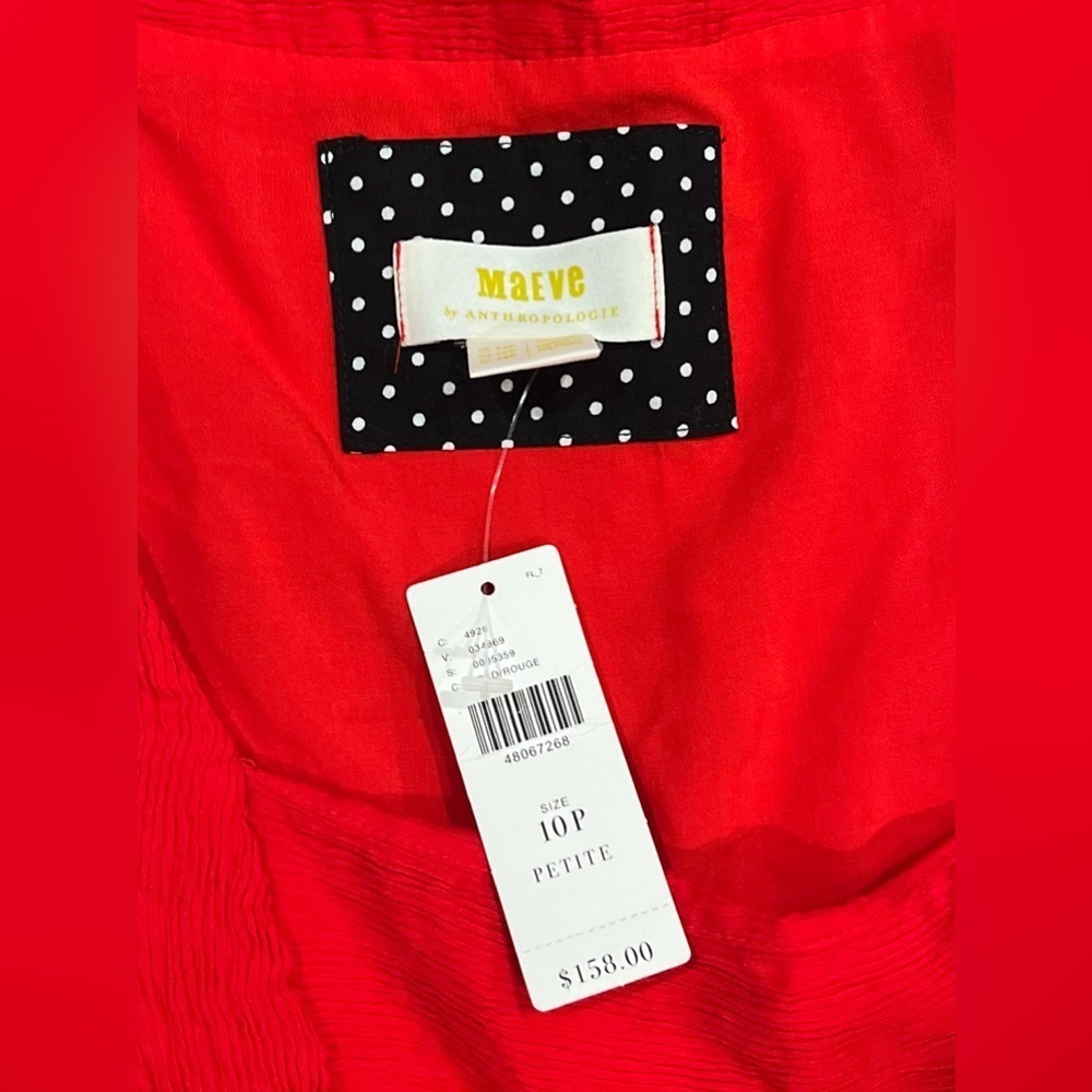 Maeve by Anthropologie Red Corset A-Line Mini Dress - Size 10P Petite NWT - Picture 3 of 7